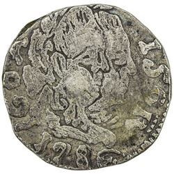 GOA: Maria I & Pedro III, 1777-1786, AR 1/2 pardao (2.68g), 1784. F