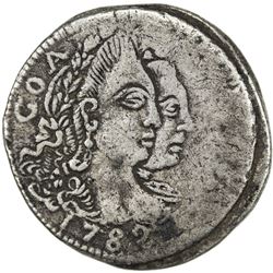 GOA: Maria I & Pedro III, 1777-1786, AR pardao (5.16g), 1782. VF