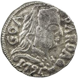 GOA: Maria I, 1786-1799, AR pardao (5.35g), 1791. EF