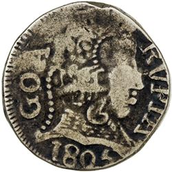 GOA: Joao VI, Regent, 1799-1816, AR rupia (10.76g), 1805. F-VF