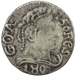 GOA: Joao VI, Regent, 1799-1816, AR 1/2 pardao (2.69g), 1802. VF