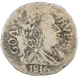 GOA: Joao VI, Regent, 1799-1816, AR rupia (10.86g), 1816. F