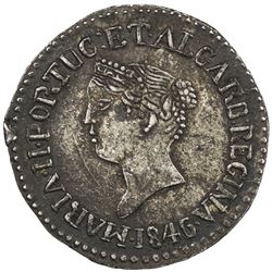 GOA: Maria II, 1834-1853, AR 1/2 pagoda (2.68g), 1846. EF