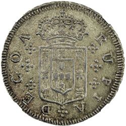 GOA: Maria II, 1834-1853, pattern AR 600 reis (rupia), 1834. NGC MS65