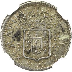 GOA: Maria II, 1834-1853, pattern AR 150 reis ( 1/2 xerafim), 1834. NGC AU