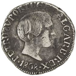 GOA: Pedro V, 1853-1861, AR rupia (10.99g), 1858. VF