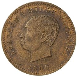 CAMBODIA: Norodom I, 1860-1904, AE 10 centimes, 1860. UNC