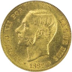 PHILIPPINES: Alfonso XII, 1874-1885, AV 4 pesos, 1882. NGC MS63