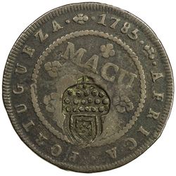 ANGOLA: AE 2 macutas, ND (1837). VF