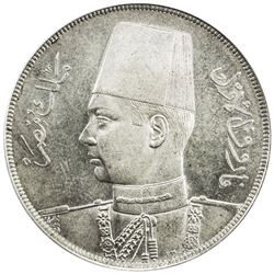 EGYPT: Farouk, 1936-1952, AR 20 piastres, 1939/AH1358. PCGS MS64