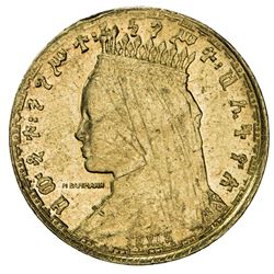 ETHIOPIA: Empress Zauditu, 1916-1930, AV 1/8 birr (4.85g), EE1917 (1925). AU