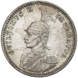 GERMAN EAST AFRICA: Wilhelm II, 1891-1918, AR 1/4 rupie, 1891. UNC