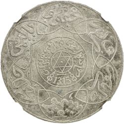 MOROCCO: Abd al-'Aziz, 1895-1907, AR 5 dirhams, Berlin, AH1315. NGC MS65