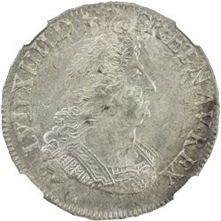 FRANCE: Louis XIV, 1643-1715, AR 1/2 ecu, Amiens, 1696-X. NGC MS64
