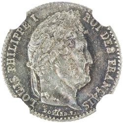 FRANCE: Louis Philippe, 1830-1848, AR 1/4 franc, Paris, 1841-A. NGC MS65