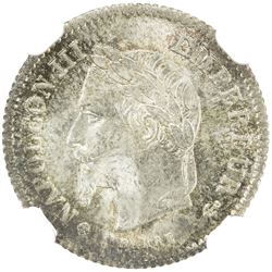 FRANCE: Napoleon III, 1852-1870, AR 20 centimes, Strasbourg, 1867-BB. NGC MS66