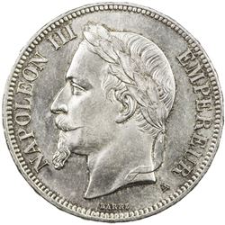 FRANCE: Napoleon III, 1852-1870, AR 5 francs, 1870-A. UNC