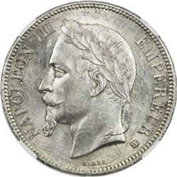 FRANCE: Napoleon III, 1852-1870, AR 5 francs, Strasbourg, 1868-BB. NGC MS61