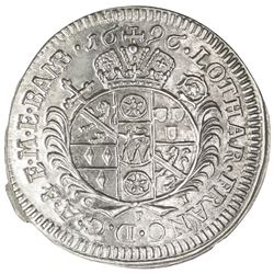 BAMBERG: Lothar Franz von Schonborn, 1693-1729, AR 4 kreuzer (2.57g), Nurnberg, 1696. UNC