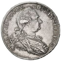 BAVARIA: Karl Theodor, 1777-1799, AR taler (27.89g), Munich, 1778. VF-EF