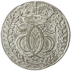 GLUCKSTADT: Christian V, 1670-1699, AR 4 mark (22.04g), 1696. EF