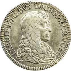 LORRAINE: Charles IV, 1625-1675, AR teston, Nancy, 1663. PCGS EF45