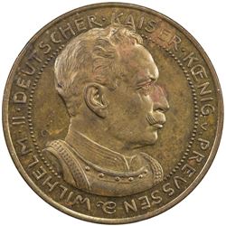 PRUSSIA: Wilhelm II, 1888-1918, AE 3 mark pattern (12.87g), 1913-G. PF