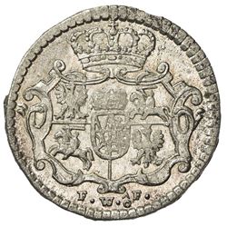 SAXONY-ALBERTINE LINE: Friedrich August II, 1733-1763, BI 1/48 taler (1.11g), Dresden, 1756. UNC