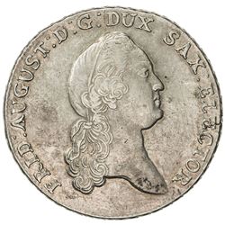 SAXONY-ALBERTINE LINE: Friedrich August III, 1763-1806, AR taler (28.00g), Dresden, 1777. EF