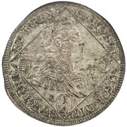 HUNGARY: Karl VI, 1711-1740, AR 1/4 thaler, Nagybanya, 1736-NB. NGC MS63