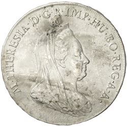 MILAN: Maria Theresa, 1740-1780, AR scudo (6 lire) (22.33g), 1780. EF