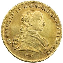 NAPLES: Ferdinand IV, as king, 1759-1816, AV 6 ducati, 1767. EF-AU