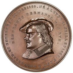 NETHERLANDS: Willem III, 1849-1890, AE medal, 1873. UNC