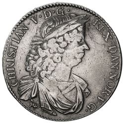 NORWAY: Christian V, 1670-1699, AR specie daler (28.54g), 1692 HCM. VF