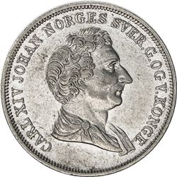NORWAY: Carl XIV Johan, 1818-1844, AR 1/2 specie daler, 1844. EF