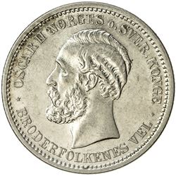NORWAY: Oscar II, 1872-1905, AR krone, 1890. UNC