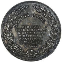 ROMANIA: Carol I, as Prince, 1866-1881, AR medal (35.02g), 1873. EF
