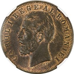 ROMANIA: Carol I, King, 1881-1914, AE 5 bani, 1882-B. NGC MS63