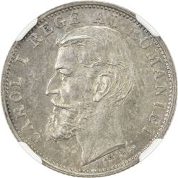 ROMANIA: Carol I, King, 1881-1914, AR leu, 1894. NGC MS62