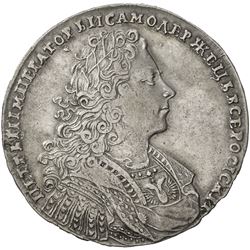 RUSSIAN EMPIRE: Peter II, 1727-1730, AR rouble, 1728. VF