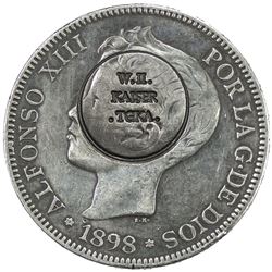 SPAIN: Alfonso XIII, 1886-1931, AR 5 pesetas, 1898. VF