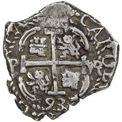 BOLIVIA: Carlos II, 1665-1700, AR 2 reales (16)93-P. VF