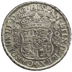 BOLIVIA: Carlos III, 1759-1788, AR 8 reales, Potosi, 1770. VF