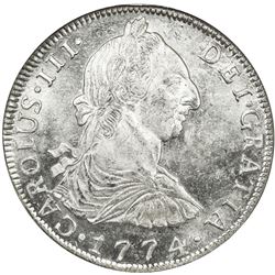 BOLIVIA: Carlos III, 1759-1788, AR 8 reales, Potosi, 1774. NGC MS63