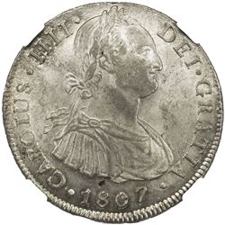 BOLIVIA: Carlos IV, 1788-1808, AR 8 reales, Potosi, 1807. NGC MS63