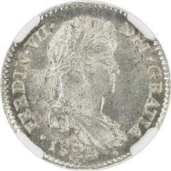 BOLIVIA: Fernando VII, 1808-1825, AR real, Potosi, 1825/3. NGC MS64