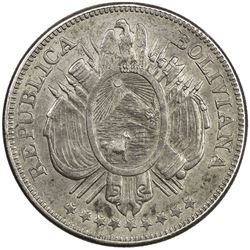 BOLIVIA: AR boliviano (24.41g), Potosi, 1893. EF
