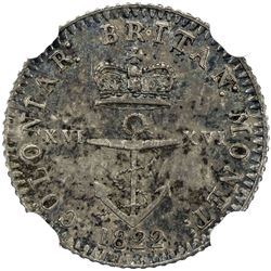 BRITISH WEST INDIES: George IV, 1820-1830, AR 1/16 dollar, 1822