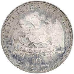 CHILE: AR 10 pesos (44.35g), 1968. PF