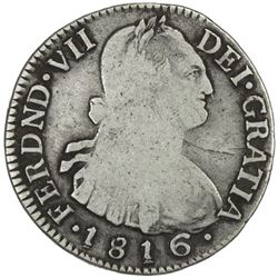 COLOMBIA: Fernando VII, 1808-1819, AR 2 reales, 1816-NR. VG-F